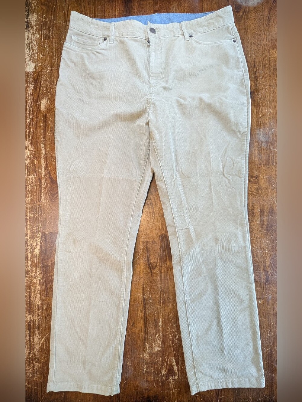 L.L. Bean Favorite Fit Corduroy Pants Womens Plus Size 16 Beige Classic Comfort